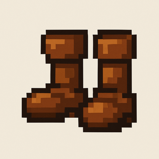 brown pixel 2dd game boots.
In-Game asset.  2d.  High contrast.  No shadows