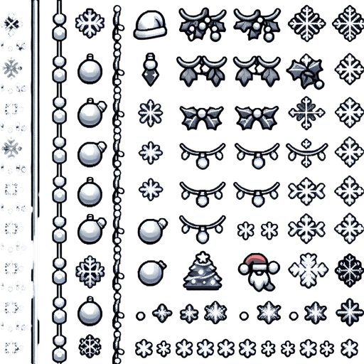 a PC, christmas style Single Game Texture. In-Game asset. 2d. Blank background. High contrast. No shadows.