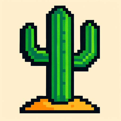 Cactus 2d style pixel 1980.
2d.  High contrast.  No shadows. 2d