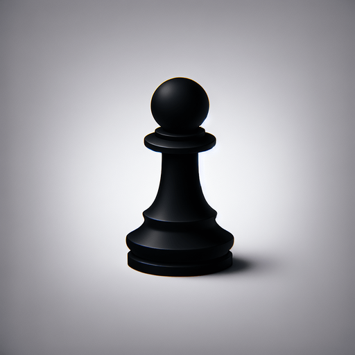 Black pawn.
Single Game Texture.  In-Game asset.  2d.  Blank background.  High contrast.  No shadows