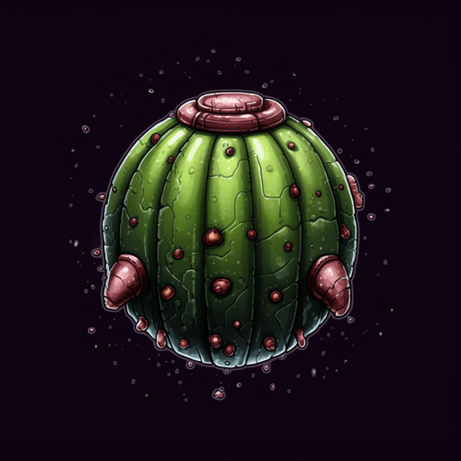 Single alien slime bullet, round.
Game Texture. In-Game asset. 2d. Pixelart. blank background. Low detail. High contrast.