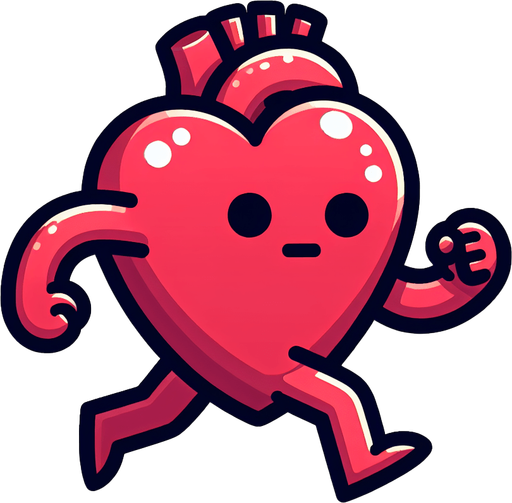 ayakları olan animasyon bir kalp.
Single Game Texture. In-Game asset. 2d. Blank background. High contrast. No shadows.