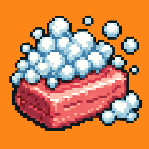 Un jabon con espuma, pixel art, metal slug.
In-Game asset.  2d.  High contrast.  No shadows