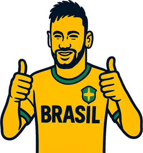 brasil tshirt neymar is making thumbsup.
In-Game asset.  2d.  High contrast.  No shadows