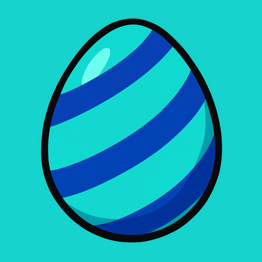 A Cyan egg with Blue Stripes.
In-Game asset.  2d.  High contrast.  No shadows