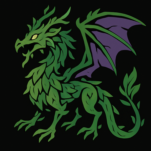 Dragon végétal et du vide.
In-Game asset.  2d.  High contrast.  No shadows