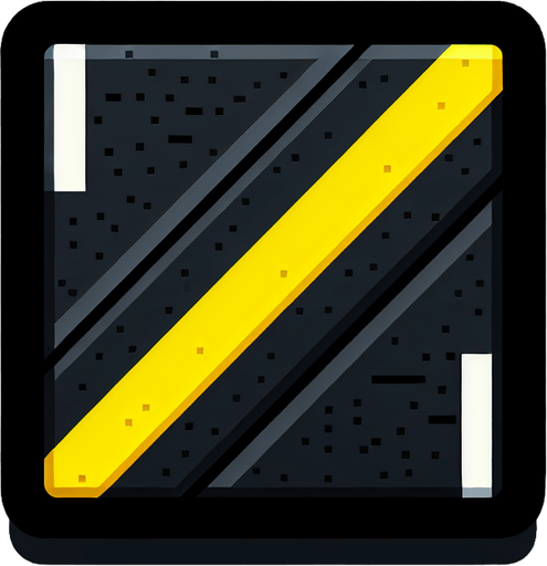 give me a rectangle shaped video game looking Road, For Example, Black concrete with the yellow lines, but horizontally.
Single Game Texture.  In-Game asset.  2d.  Blank background.  High contrast.  No shadows