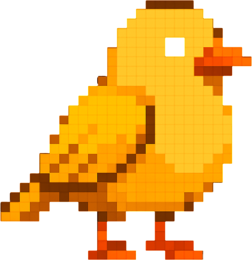 Pixel art kuş.
In-Game asset.  2d.  High contrast.  No shadows