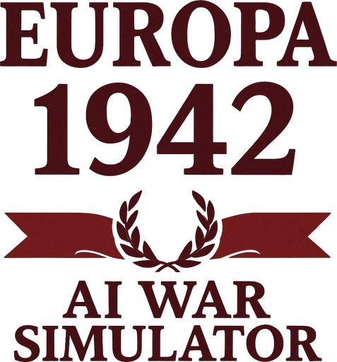 una imagen con un titulo (EUROPA 1942:AI WAR SIMULATOR) CON EL ESTILO DE VICTORIA 2.
In-Game asset.  2d.  High contrast.  No shadows