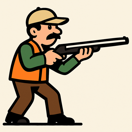 2d hroizontal sidescroller average year country man is the hunter. holld shootgun and ready shoot.
In-Game asset.  2d.  High contrast.  No shadows