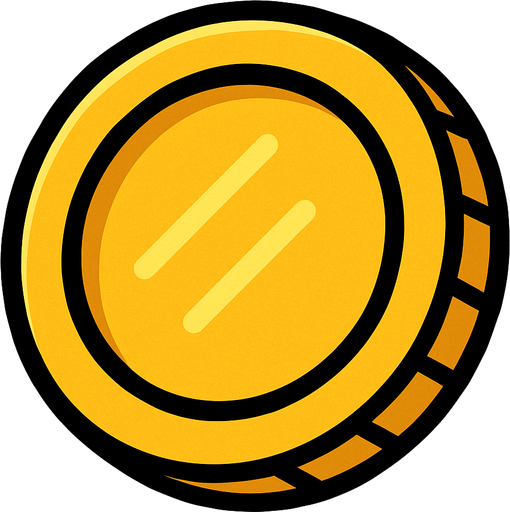 Gold coin, highly stylized, simple, simple without dollar symbol, black outline.
In-Game asset.  2d.  High contrast.  No shadows