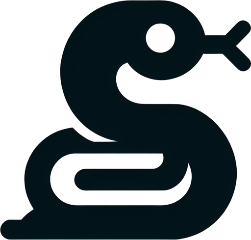 simple snake image. transparent background..
Single Game Texture. In-Game asset. 2d. Blank background. High contrast. No shadows.
