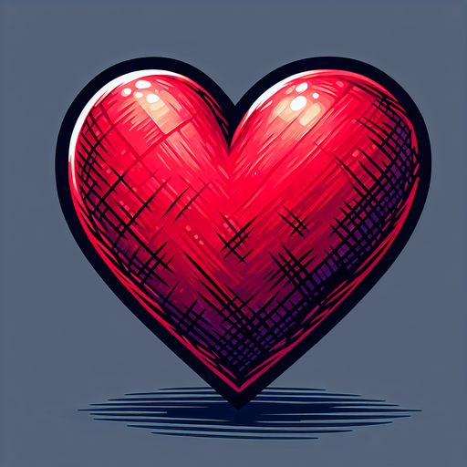 Red heart.
Single Game Texture.  In-Game asset.  2d.  Blank background.  High contrast.  No shadows