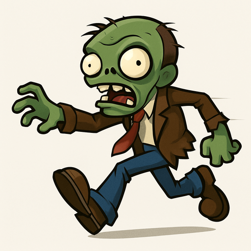 Fast zombie del videojuego plantas vs zombies.
In-Game asset.  No shadows
