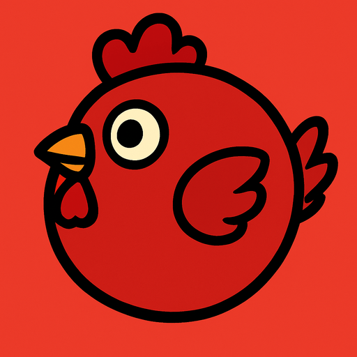 ball chicken and red.
In-Game asset.  2d.  High contrast.  No shadows