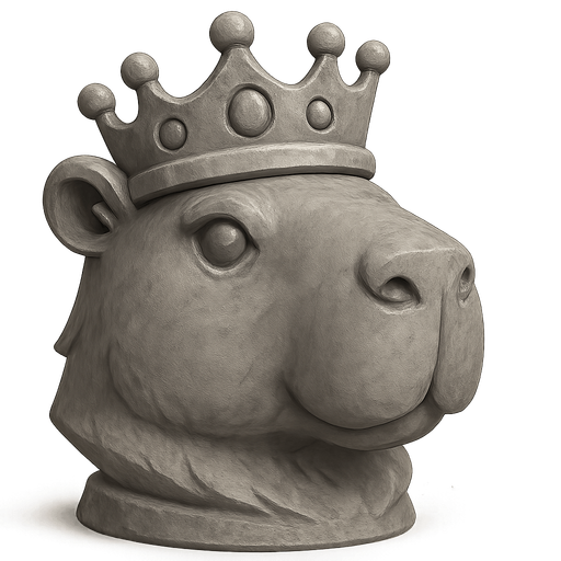 Recrealo en una escultura. Utiliza un estilo cartoon. Usas colores grises. Recuerda que es un capibara usas sus rasgos y formas. Damelo sin fondo. Tambien quita el arco y la flecha