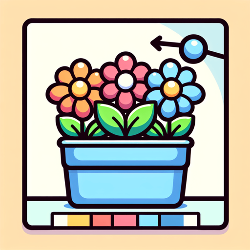 3 nice colored flowers in a single light blue pot..
In-Game asset. 2d. Blank background. High contrast. No shadows. No perspective.