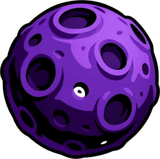 purple meteor ball no flame effect.
In-Game asset.  2d.  High contrast.  No shadows