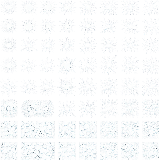 2d sprite sheet of white cracks. black background