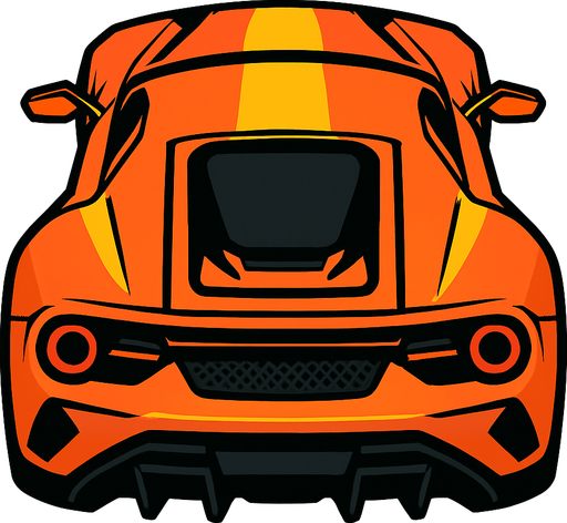 Rear and top view of cool luxury sports car looking upwards.
In-Game asset.  2d.  High contrast.  No shadows
