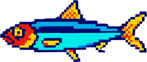 An anchovy. 80s arcade machine graphics. 
Swimming Side profile.
In-Game asset.  2d.  High contrast.  No shadows