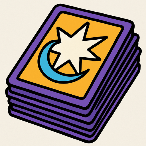 Pila de cartas mágicas bocabajo.
In-Game asset.  2d.  High contrast.  No shadows