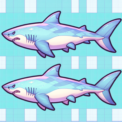 акула, постэльные цвета..
Single Game Texture.  In-Game asset.  2d.  Blank background.  High contrast.  No shadows