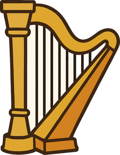 Harp in professor Layton game style.
In-Game asset.  2d.  High contrast.  No shadows