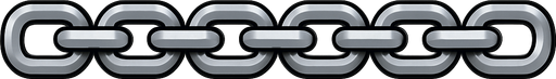 A 20 nodes straight metalic lock chain. High definition.
In-Game asset.  2d.  High contrast.  No shadows