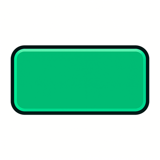 Crea un rectángulo para asset de botón. Debe ser: color verde esmeralda con borde en forma de rectángulo.
Los colores deben ser planos, y los bordes redondeados.
In-Game asset.  2d.  High contrast.  No shadows. anime. simple