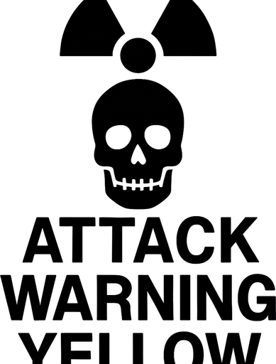 attack warning yellow have a dead logo.
In-Game asset.  2d.  High contrast.  No shadows