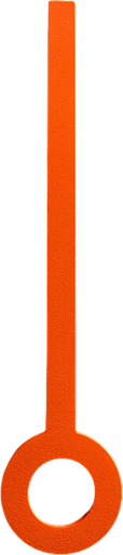 Photorealistic speedometer's orange hourhand, only just the hourhand with black bath. The hourhand shape is a line. front view