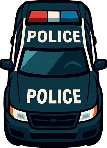 Kuş bakışı polis aracı.
In-Game asset.  2d.  High contrast.  No shadows