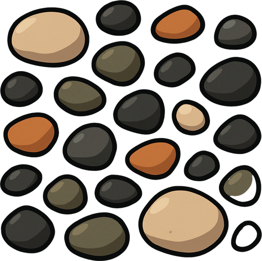 çakıl taşları.
In-Game asset.  2d.  High contrast.  No shadows