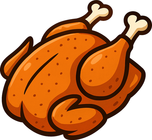 pişmiş tavuk.
In-Game asset.  2d.  High contrast.  No shadows