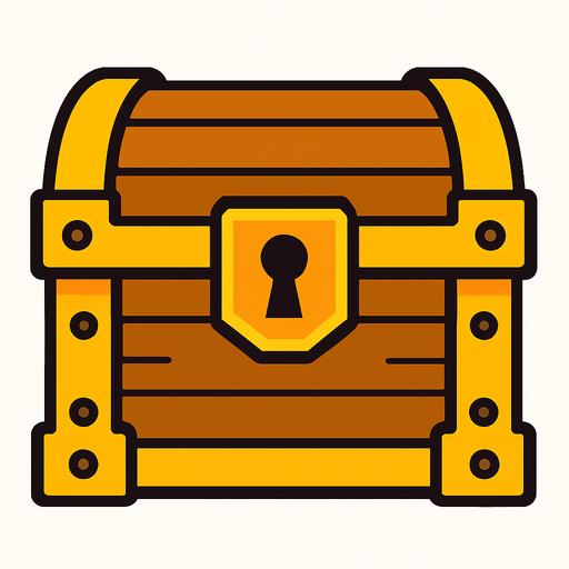 Front of treasure chest.
In-Game asset.  2d.  High contrast.  No shadows