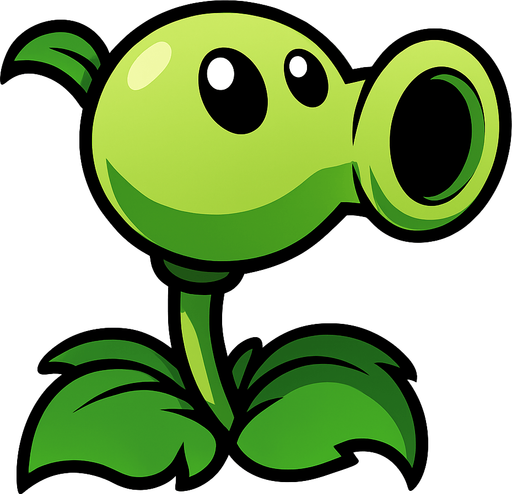 Lanza guisantes de pvsz.
In-Game asset.  2d.  High contrast.  No shadows