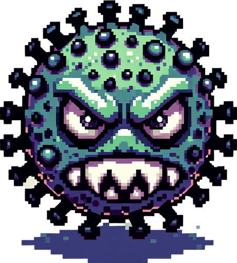 a sprite of a virus monster.
a 2d sprite of a virus monster