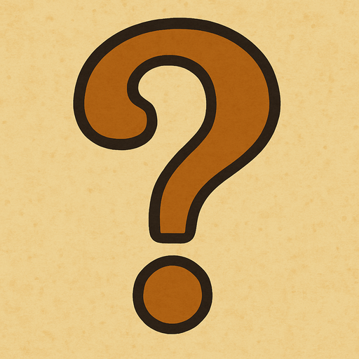 Question mark professor Layton game style.
In-Game asset.  2d.  High contrast.  No shadows
