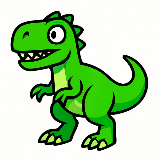 Bir dinazor oluştur yeşil.
In-Game asset.  High contrast.  No shadows