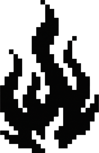 fuego negro de pixeles.
In-Game asset.  2d.  High contrast.  No shadows