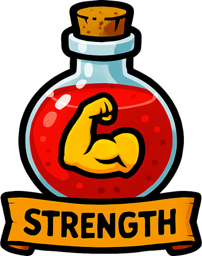 streng poiton.
In-Game asset.  2d.  High contrast.  No shadows