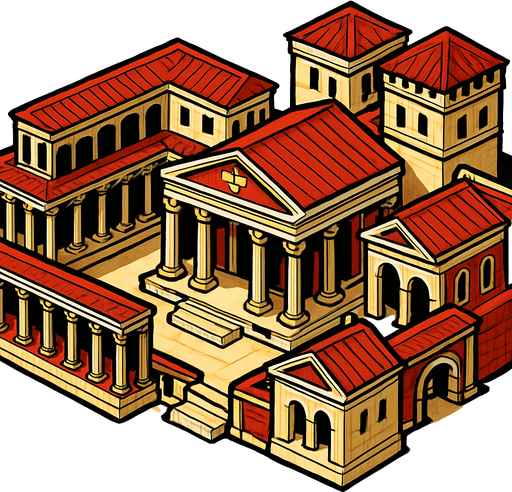 Roma imparatorluğu sarayı.
In-Game asset.  2d.  High contrast.  No shadows