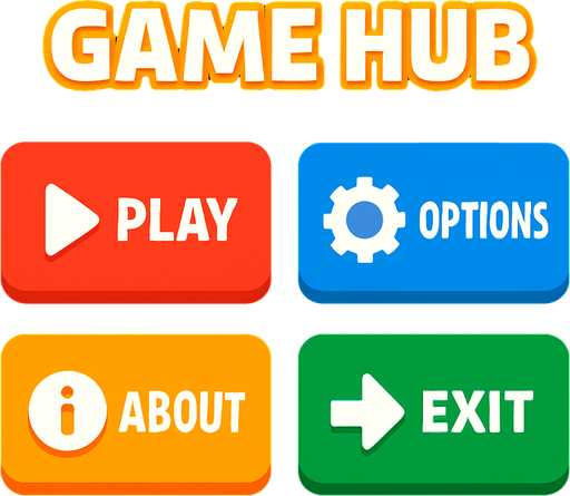 Game hub with a black background.
In-Game asset.  2d.  High contrast.  No shadows