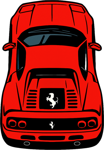 ferrari seen from top.
In-Game asset.  2d.  High contrast.  No shadows