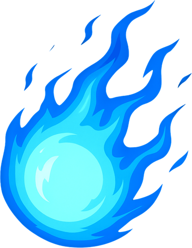 create cool blue fire ball.
In-Game asset.  2d.  High contrast.  No shadows
