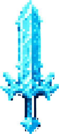 iced big Sword.
In-Game asset.  2d.  High contrast.  No shadows. pixel art