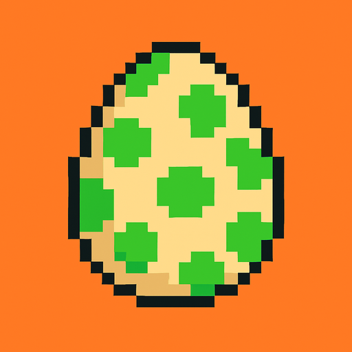 8 bit style dinosaur egg.
2d.  High contrast.  No shadows. 8 bit