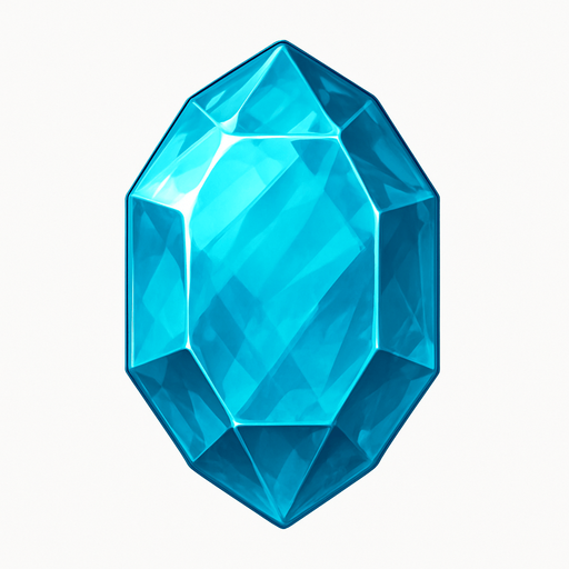 a cyan realistic gem.
In-Game asset.  2d.  High contrast.  No shadows