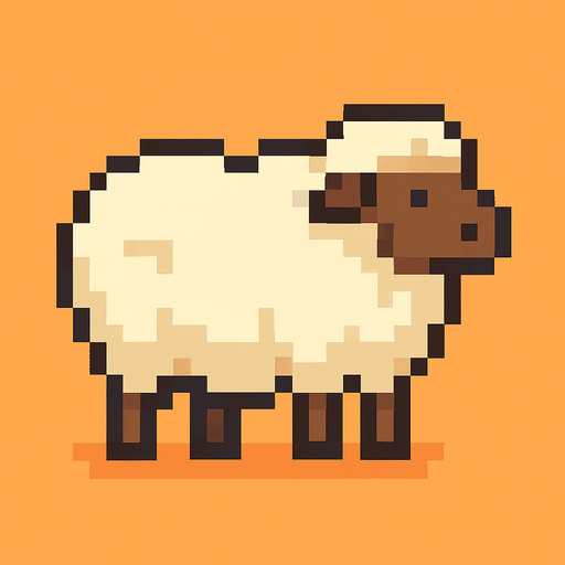 Koyun pixel.
In-Game asset.  2d.  High contrast.  No shadows